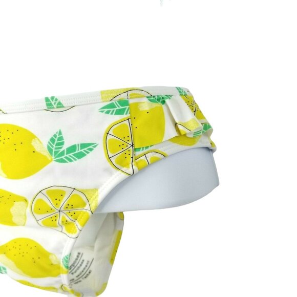 Sugar Coast by Lolli Swim Bikini Bottom XS Lemon Print Ruffle Yellow White Beach - Picture 4 of 6
